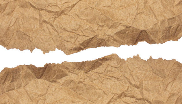 Realistic Vintage Crumpled Brown Paper Frame with Rough Vertical Inner Tear Edges. Ideal for Creative Project.