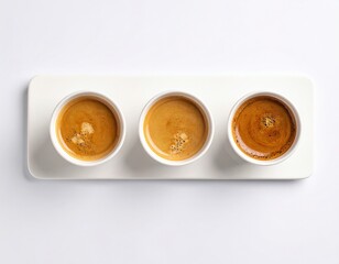 Three Espresso Cups On White Tray