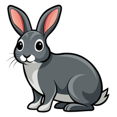 Cute grey rabbit sitting on white background animal