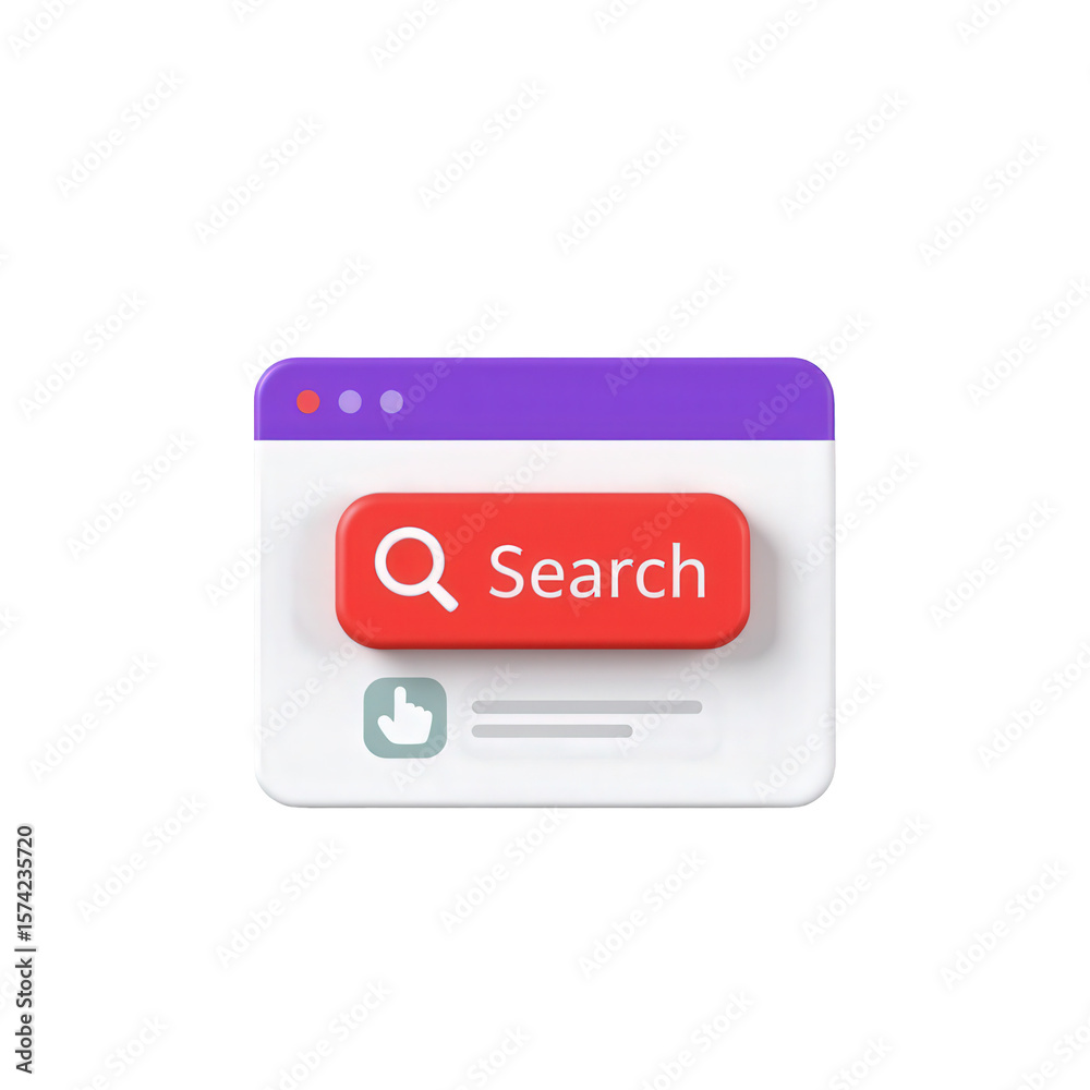 Fototapete colorful search interface with red button and text on minimalistic web browser window