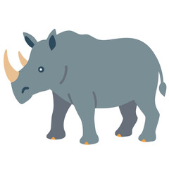 Grey rhinoceros with horn and hooves animal