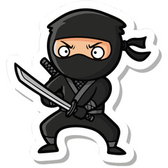 Angry Chibi Ninja with Katana