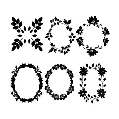 Delicate Floral Wreaths and Branches leaves flowers