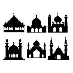 Mosque Domes and Minarets Silhouette Islamic architecture