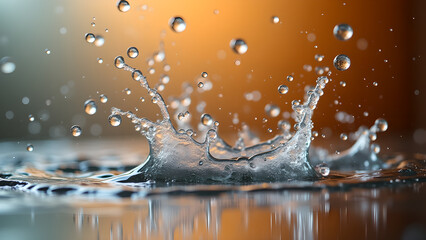 Water splash photography, capturing the dynamic movement and intricate details of liquid form against blurred background