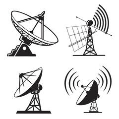 Satellite dishes and antennas transmitting signals transmission communication