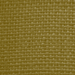 Macro closeup of olive yellow burlap texture with woven thread pattern
