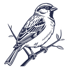 Detailed sparrow perched on a branch bird nature