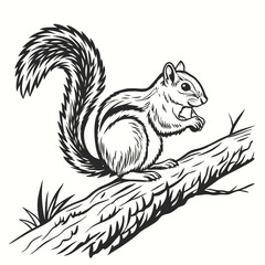 Striped squirrel eating on a branch rodent animal