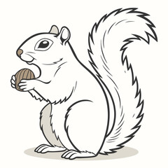 White squirrel holding nut eating
