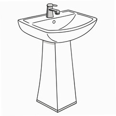 White Pedestal Washbasin with Chrome Faucet sink