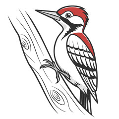 Red crested woodpecker on tree branch bird animal