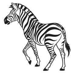 Stylized Zebra Walking on White Background animal wildlife
