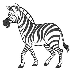 Cartoon zebra walking on white background animal wildlife