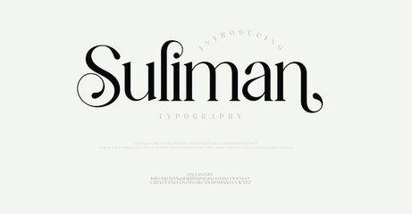 Suliman Minimal Fashion font alphabet. Elegant modern urban fonts for logo, brand etc. Typography typeface uppercase lowercase and number. vector illustration