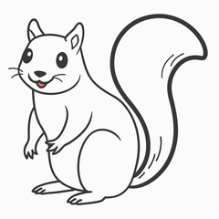 Cute cartoon squirrel with bushy tail and pink tongue animal wildlife