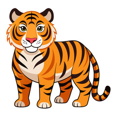 Friendly orange tiger with black stripes standing animal feline