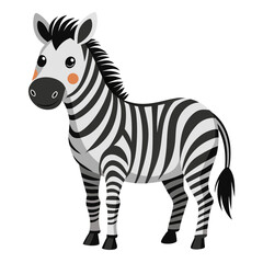 Cute cartoon zebra with black and white stripes animal