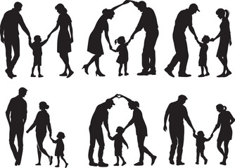 family silhouette icon set