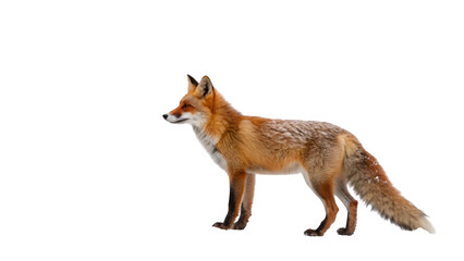 Fototapeta premium Red fox wildlife animal photography in winter nature background stock photo image for animal lovers art