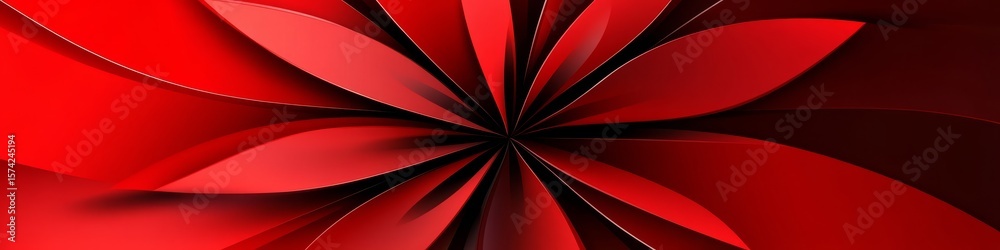 Poster dynamic red curved pattern abstract vector art composition with smooth gradient effects for design.