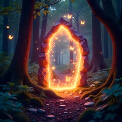 Mystical crystal art woodland glow butterflies high resolution picture