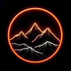 Snowy mountain peaks black circle high resolution picture