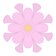 Fantasy pink bud. Flower head. Color vector illustration. Isolated white background. Flat style. Idea for web design.