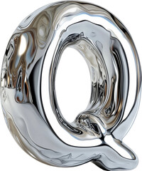 Futuristic Chrome Letter Q with Liquid Shine
