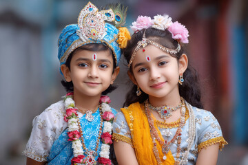 little boy and girl lord krishna and radha costume
