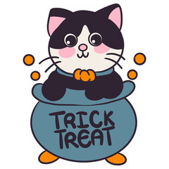 Cat in Trick or Treat Cauldron