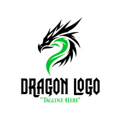 Fototapeta premium Dynamic Black Robot Dragon Logo with Green Neon Accents for Futuristic Branding and Identity 