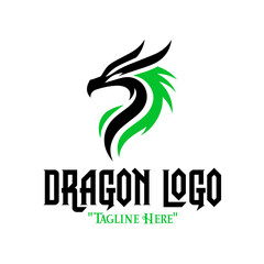 Fototapeta premium Futuristic Black Robot Dragon Logo with Neon Green for Bold Fantasy Branding and Identity 
