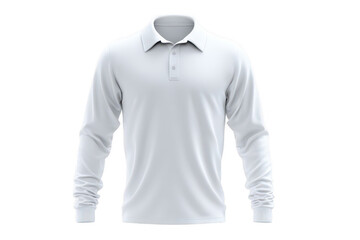 Plain white long-sleeve polo shirt (4)