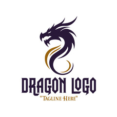 Elegant Purple and Gold Dragon Head Logo for Iconic Branding and Strong Fantasy Identity
