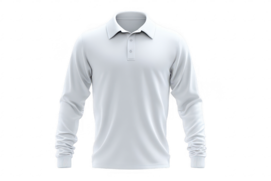 Plain white long-sleeve polo shirt (4)