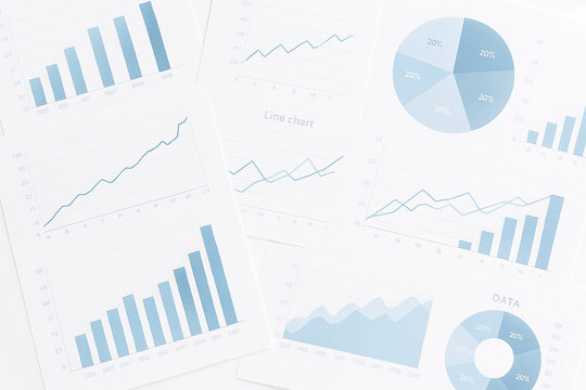 Business data analysis charts and graphs financial report marketing strategy and sales performance review