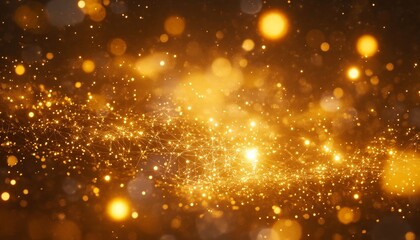 Shimmering Gold Digital Network with Intricate Geometric Design and Interconnected Structures