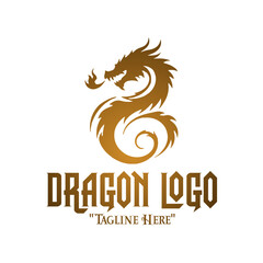 Golden Dragon Head Logo for Luxurious Branding and Royal Fantasy Identity
