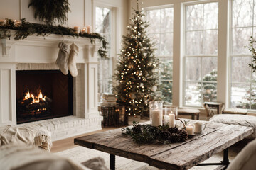 cozy minimalist atmosphere of christmas celebration in usa showcasing elegant holiday details