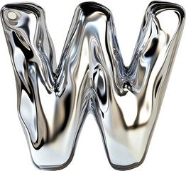 Liquid Chrome Letter W in Abstract Style
