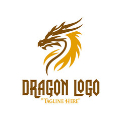Fierce Golden Sea Dragon Logo for Powerful Branding and Mythical Fantasy Identity
