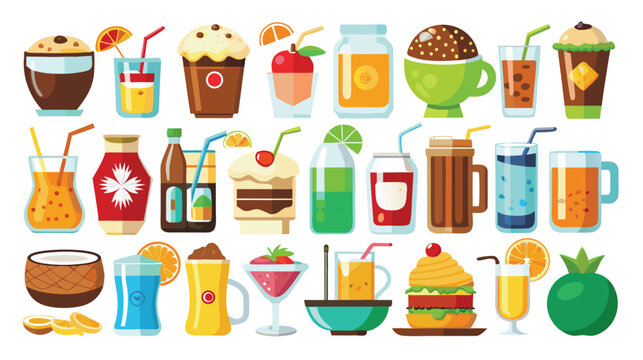 Refreshing Drinks A Colorful Collection of Beverage Icons