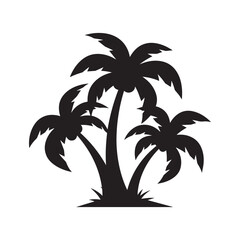 cartoon palm tree silhouette, isolated on white