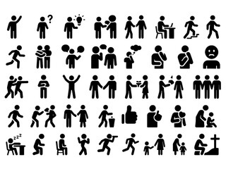 Human Pictogram Icons Set.