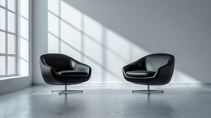 Modern Minimalist Interior with Stylish Black Chairs in Calm Environment