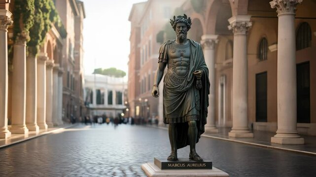 Bronze statue of marcus aurelius in historical setting ancient roman emperor architectural exterior historical landmark antique sculpture history lesson cultural education