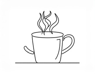 Simple Line Art Coffee Cup With Steam