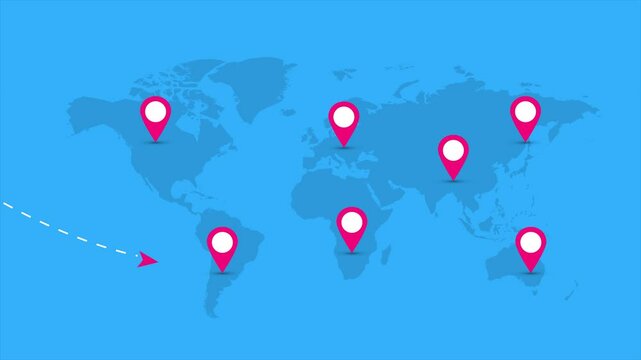 mappa, mondo, viaggio, vacanza, tappe,	
