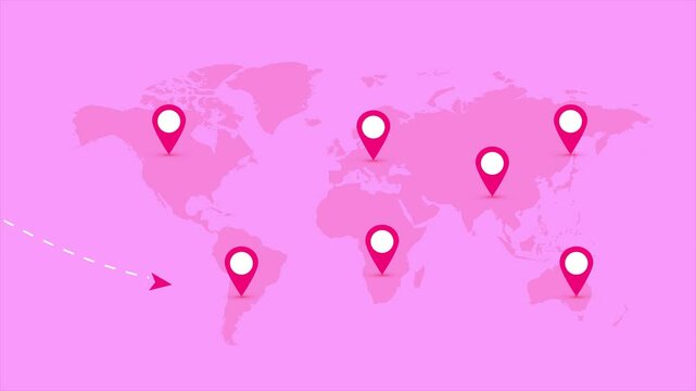 mappa, mondo, viaggio, vacanza, tappe,	
